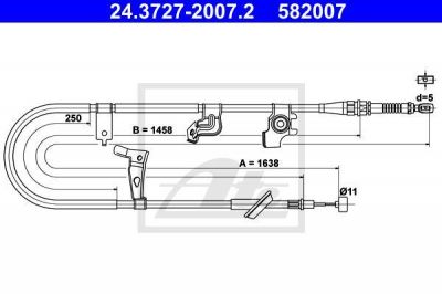 ATE 24.3727-2007.2 трос, стояночная тормозная система на FIAT SEDICI (FY_)