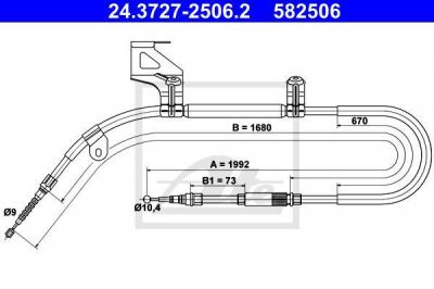 ATE 24.3727-2506.2 трос, стояночная тормозная система на SKODA SUPERB (3U4)