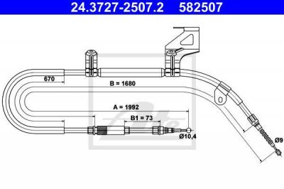 ATE 24.3727-2507.2 трос, стояночная тормозная система на SKODA SUPERB (3U4)