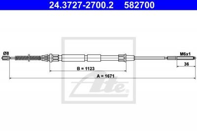 ATE 24.3727-2700.2 трос, стояночная тормозная система на VW CADDY II фургон (9K9A)