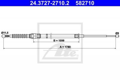 ATE 24.3727-2710.2 трос, стояночная тормозная система на SKODA RAPID Spaceback (NH1)