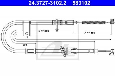 ATE 24.3727-3102.2 трос, стояночная тормозная система на HYUNDAI ACCENT I (X-3)