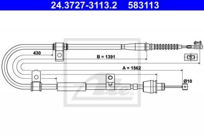 ATE 24.3727-3113.2 трос, стояночная тормозная система на HYUNDAI ELANTRA седан (XD)