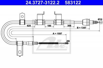 ATE 24.3727-3122.2 трос, стояночная тормозная система на HYUNDAI GETZ (TB)