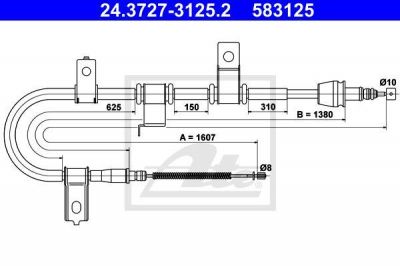 ATE 24.3727-3125.2 24.3727-3125.2_трос ручника правый!Hyundai Getz 1.1-1.6i/1.5CRDI 02-09