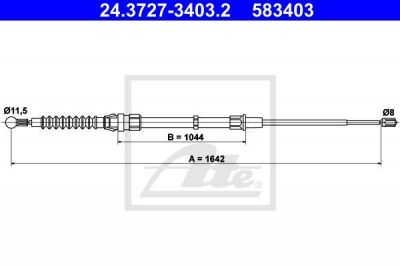 ATE 24.3727-3403.2 трос, стояночная тормозная система на SEAT IBIZA V ST (6J8, 6P8)