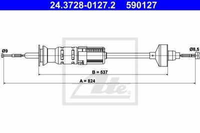 ATE 24.3728-0127.2 Трос сцепления VW GOLF III,VENTO 1.8,2.0L,1.9D L=821мм