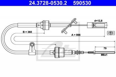 ATE 24.3728-0530.2 трос, управление сцеплением на FIAT MULTIPLA (186)