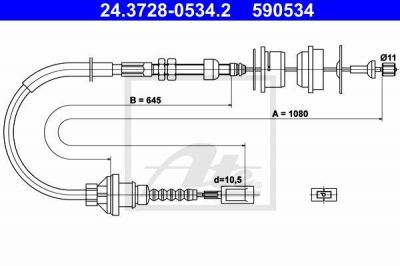 ATE 24.3728-0534.2 трос, управление сцеплением на FIAT DUCATO фургон (290)