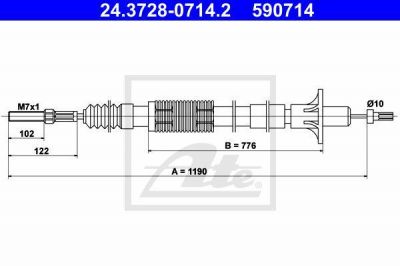 ATE 24.3728-0714.2 трос, управление сцеплением на OPEL OMEGA A (16_, 17_, 19_)