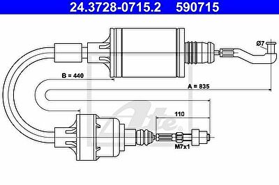 ATE 24.3728-0715.2 трос, управление сцеплением на OPEL VECTRA A (86_, 87_)