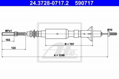 ATE 24.3728-0717.2 трос, управление сцеплением на OPEL OMEGA A (16_, 17_, 19_)