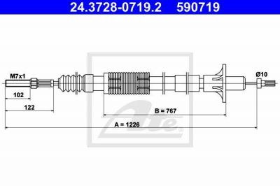 ATE 24.3728-0719.2 трос, управление сцеплением на OPEL OMEGA A (16_, 17_, 19_)