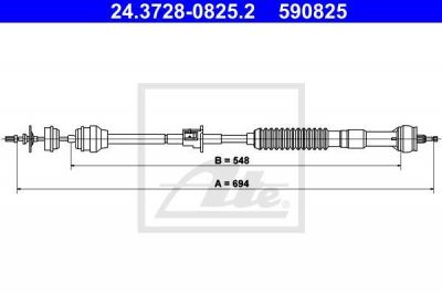 ATE 24.3728-0825.2 трос, управление сцеплением на PEUGEOT 306 (7B, N3, N5)