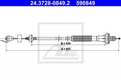 ATE 24.3728-0849.2 трос, управление сцеплением на PEUGEOT 206 SW (2E/K)