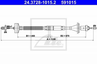 ATE 24.3728-1015.2 трос, управление сцеплением на RENAULT ESPACE II (J/S63_)