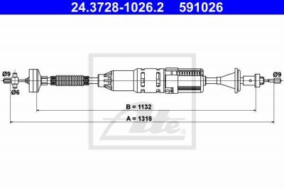 ATE 24.3728-1026.2 трос, управление сцеплением на RENAULT ESPACE II (J/S63_)