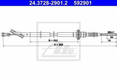 ATE 24.3728-2901.2 трос, управление сцеплением на CHEVROLET AVEO седан (T200)