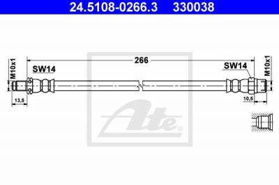ATE 24.5108-0266.3 тормозной шланг на VW SANTANA (32B)