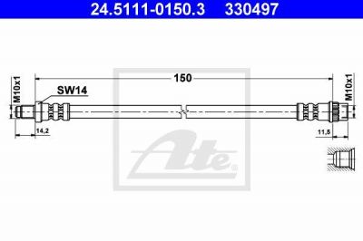 ATE 24.5111-0150.3 тормозной шланг на RENAULT LAGUNA I (B56_, 556_)