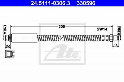 ATE 24.5111-0306.3 тормозной шланг на PEUGEOT 206 SW (2E/K)