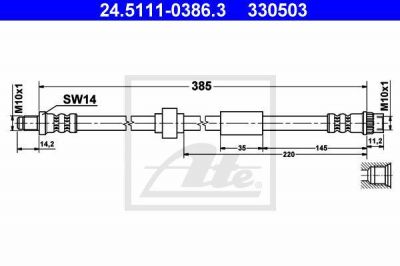 ATE 24.5111-0386.3 тормозной шланг на OPEL VIVARO фургон (F7)