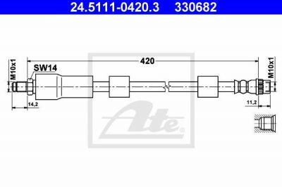 ATE 24.5111-0420.3 тормозной шланг на PEUGEOT 307 (3A/C)