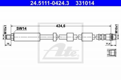 ATE 24.5111-0424.3 тормозной шланг на CITROEN BERLINGO (B9)