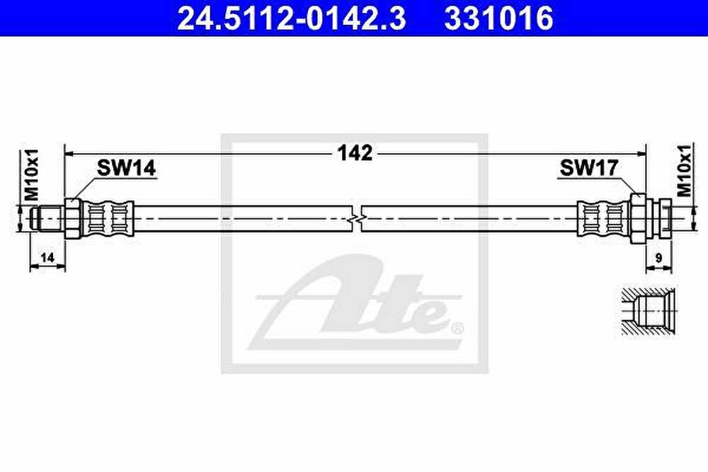 ATE 24.5112-0142.3 тормозной шланг на FIAT GRANDE PUNTO (199)