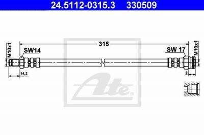 ATE 24.5112-0315.3 тормозной шланг на PEUGEOT BOXER автобус (230P)