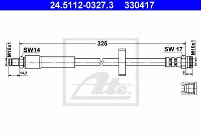 ATE 24.5112-0327.3 тормозной шланг на PEUGEOT 309 II (3C, 3A)