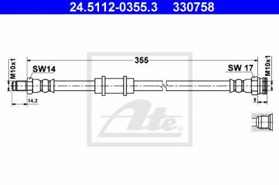 ATE 24.5112-0355.3 тормозной шланг на FIAT FIORINO Pick up (146)