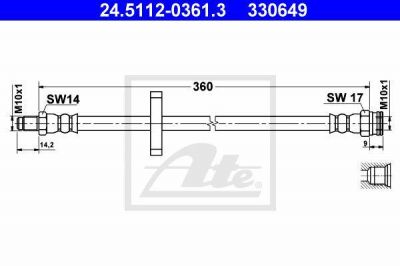 ATE 24.5112-0361.3 тормозной шланг на PEUGEOT BOXER автобус (230P)