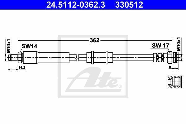 ATE 24.5112-0362.3 тормозной шланг на FIAT DUCATO Panorama (280)