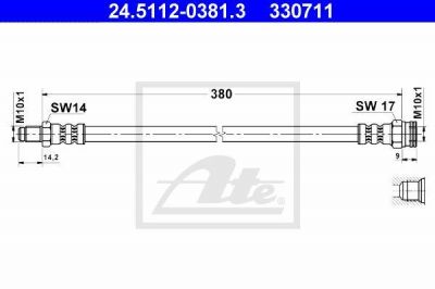 ATE 24.5112-0381.3 тормозной шланг на PEUGEOT 505 Break (551D)