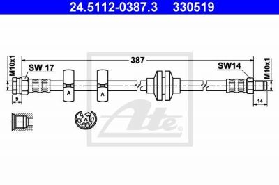 ATE 24.5112-0387.3 тормозной шланг на FIAT BRAVO I (182)