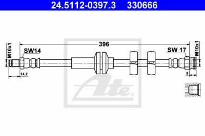 ATE 24.5112-0397.3 тормозной шланг на ALFA ROMEO 156 (932)