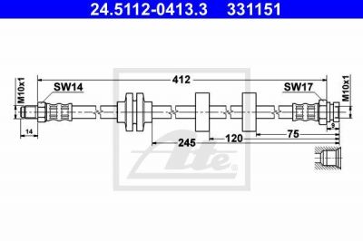 ATE 24.5112-0413.3 тормозной шланг на FIAT BRAVO II (198)