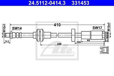 ATE 24.5112-0414.3 тормозной шланг на ALFA ROMEO GIULIETTA (940)