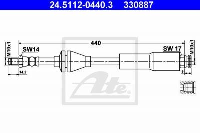 ATE 24.5112-0440.3 тормозной шланг на FIAT PANDA Van (169)