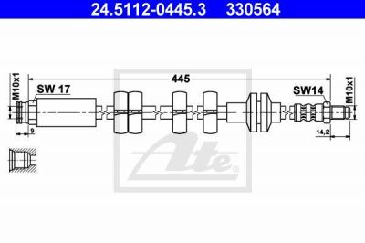 ATE 24.5112-0445.3 тормозной шланг на FIAT CINQUECENTO (170)