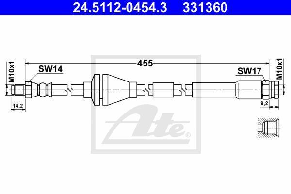 ATE 24.5112-0454.3 тормозной шланг на FIAT PUNTO (188)