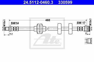 ATE 24.5112-0460.3 тормозной шланг на FIAT PALIO Weekend (178DX)