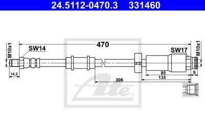 ATE 24.5112-0470.3 тормозной шланг на FIAT DUCATO фургон (244)