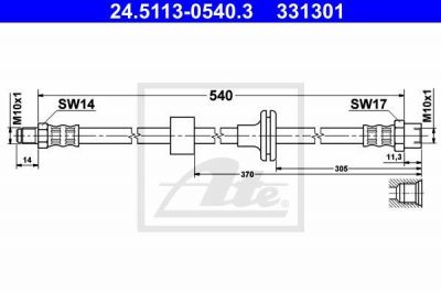 ATE 24.5113-0540.3 тормозной шланг на MERCEDES-BENZ S-CLASS (W140)