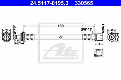 ATE 24.5117-0195.3 тормозной шланг на OPEL ASTRA F Наклонная задняя часть (53_, 54_, 58_, 59_)