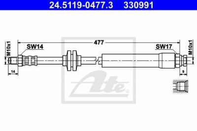 ATE 24.5119-0477.3 тормозной шланг на FIAT PANDA Van (169)