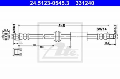 ATE 24512305453 Шланг тормозной MB GL(X164)/ML(W164) 06- передн.