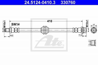 ATE 24.5124-0410.3 тормозной шланг на FORD FOCUS (DAW, DBW)