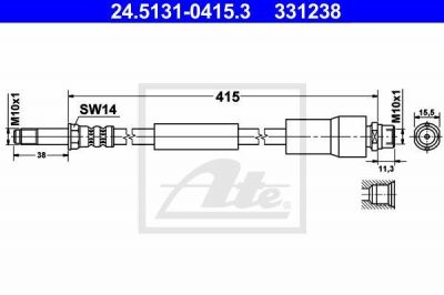 ATE 24.5131-0415.3 тормозной шланг на MERCEDES-BENZ SPRINTER 4,6-t c бортовой платформой/ходовая часть (906)